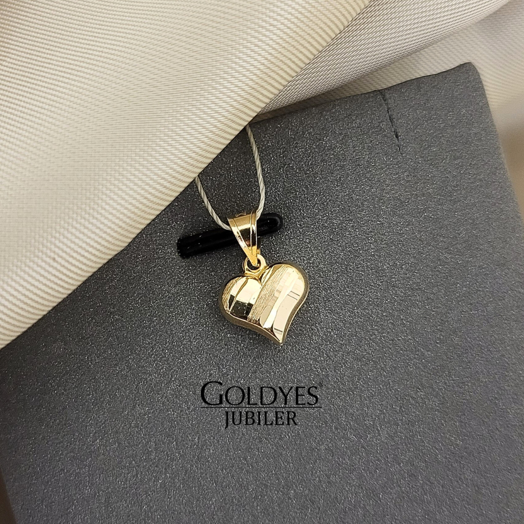 Złota zawieszka diamentowana serce próby złota 585 - obrazek 4