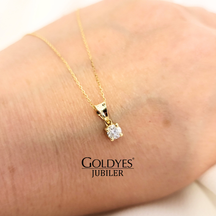 Złoty naszyjnik z diamentem 0,15 ct - ponadczasowa klasyka - obrazek 2