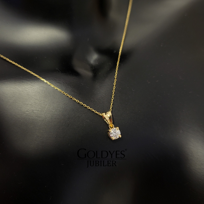 Złoty naszyjnik z diamentem 0,15 ct - ponadczasowa klasyka - obrazek 3